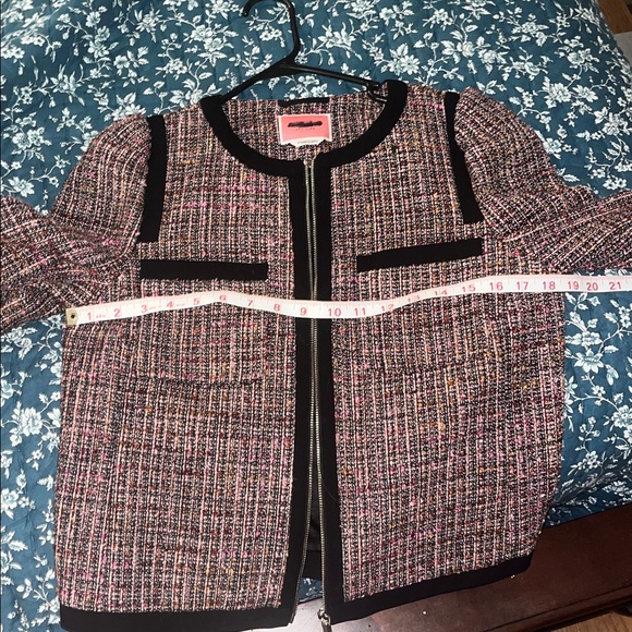 Kate Spade Puff Sleeve Tweed Jacket in Pink Plaid - Picture 10 of 11